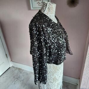 LKNW  sequin Lafayette 148 jacket short eyelet closure unique taupe gray 16 JJ10